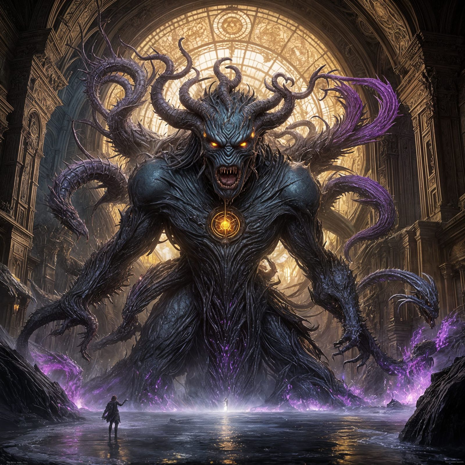 Dark Fantasy Nightmare Creature in Hyperdetailed Concept Art