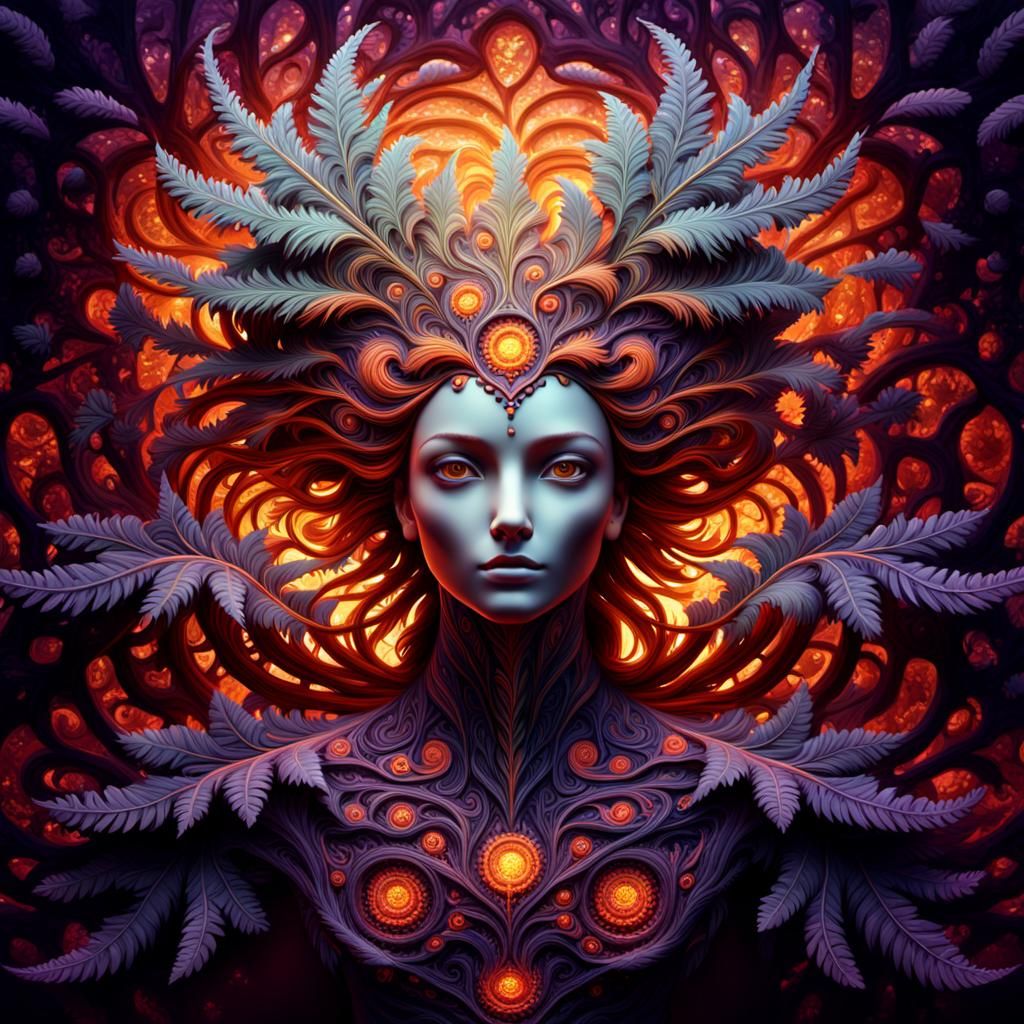 Fractal Fern in Mosaic Forest: Digital Matte Painting