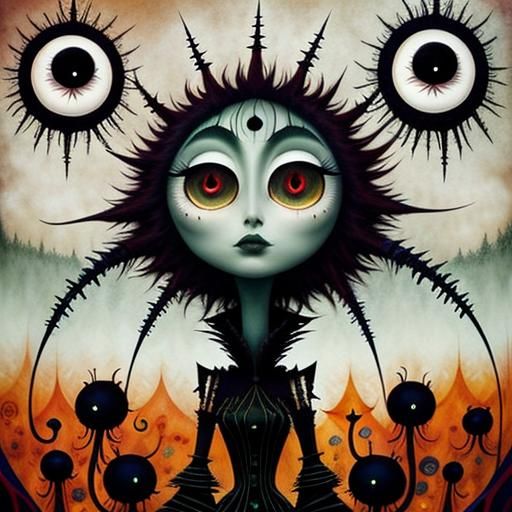 Gothic Fairytale: Girl Reading Book in Abstract Style