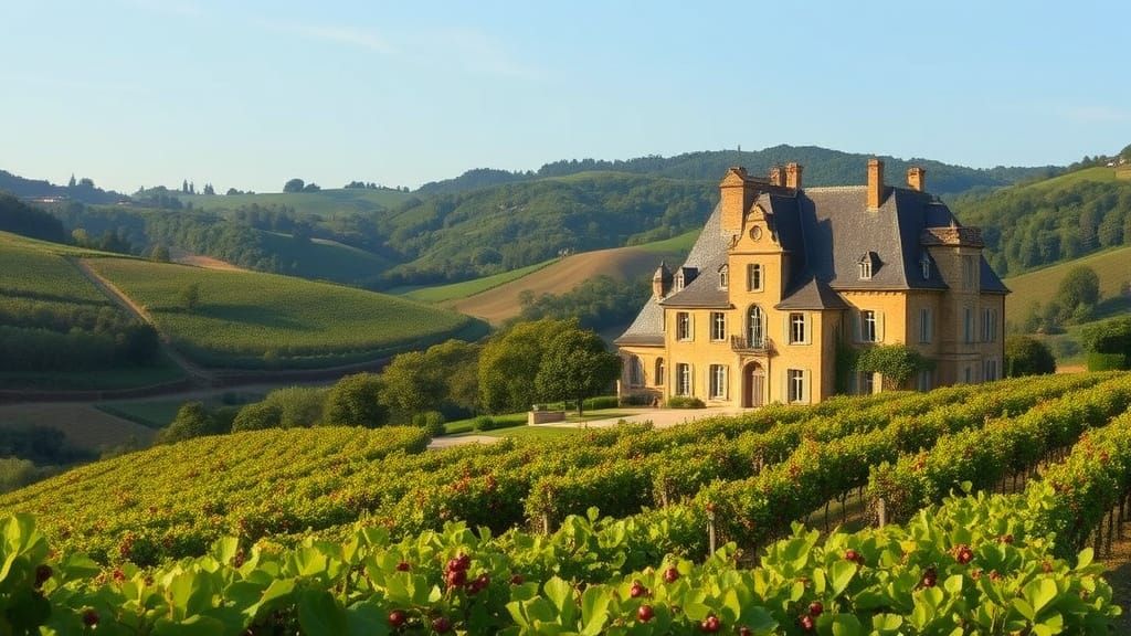 Idyllic Rhone Valley Vineyard Scene