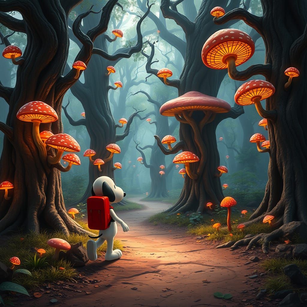 Snoopy Embarks on a Whimsical Woodland Adventure