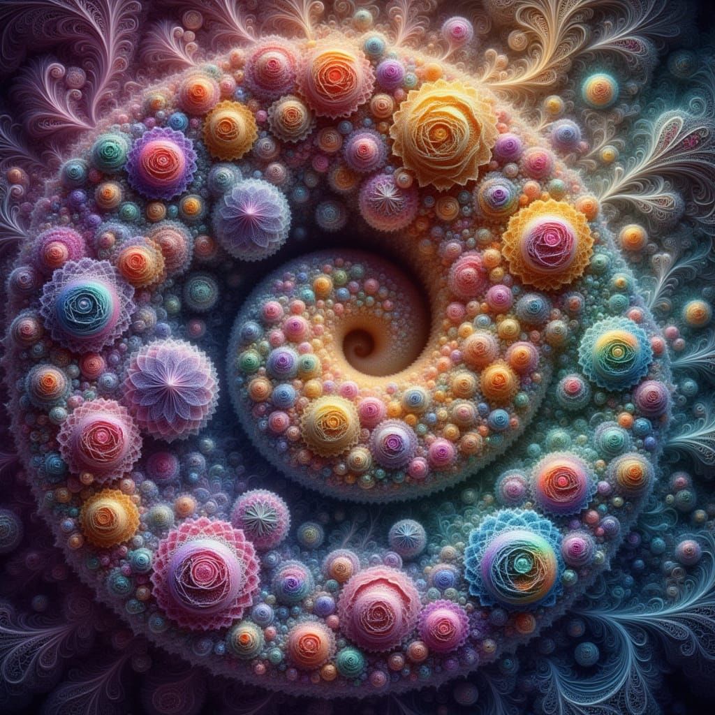 Vibrant Fractal Kaleidoscope in Digital Art Style