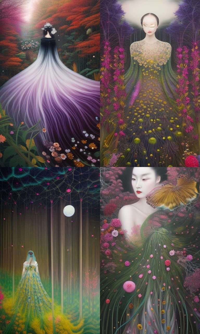 Woman in Surreal Flower Dress, Octane Render