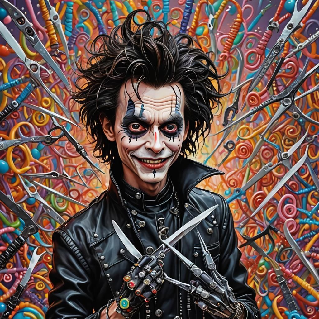 Edward Scissorhands Hug: Candy Art Digital Illustration