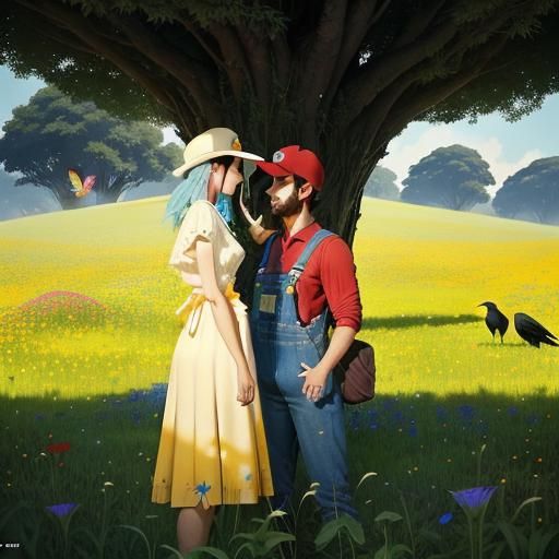 Fantasy Kiss: Super Mario and Butterfly Lady