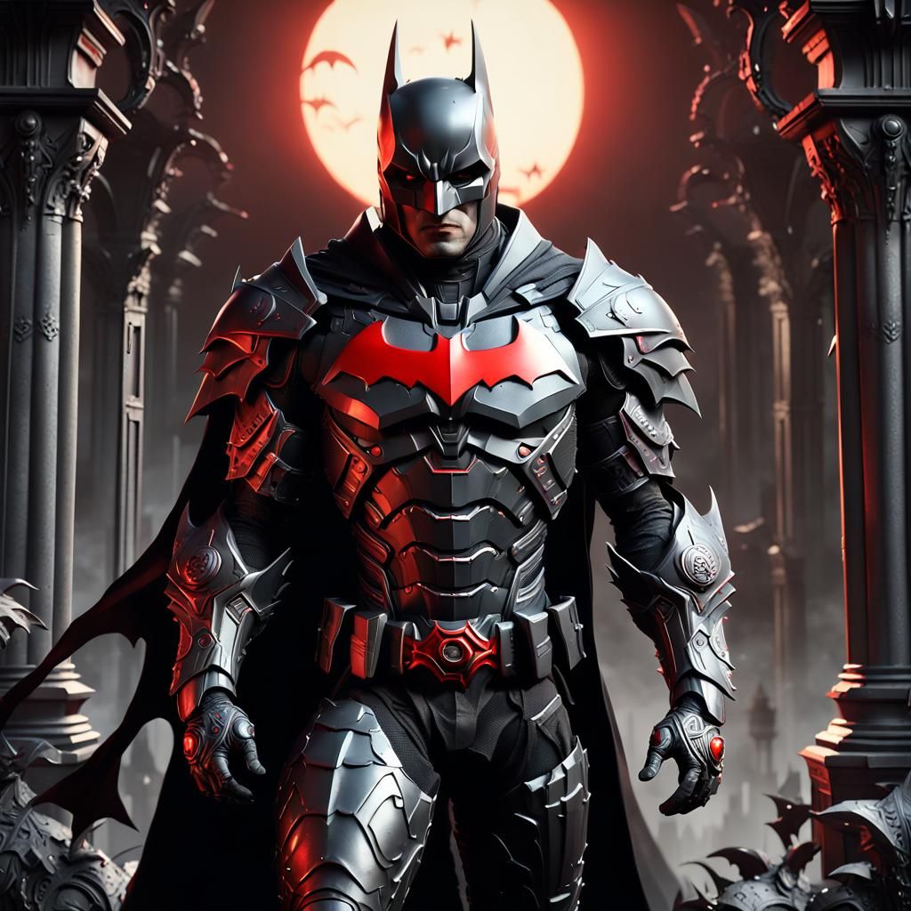 Batman in Cyber Armor with Red Sun