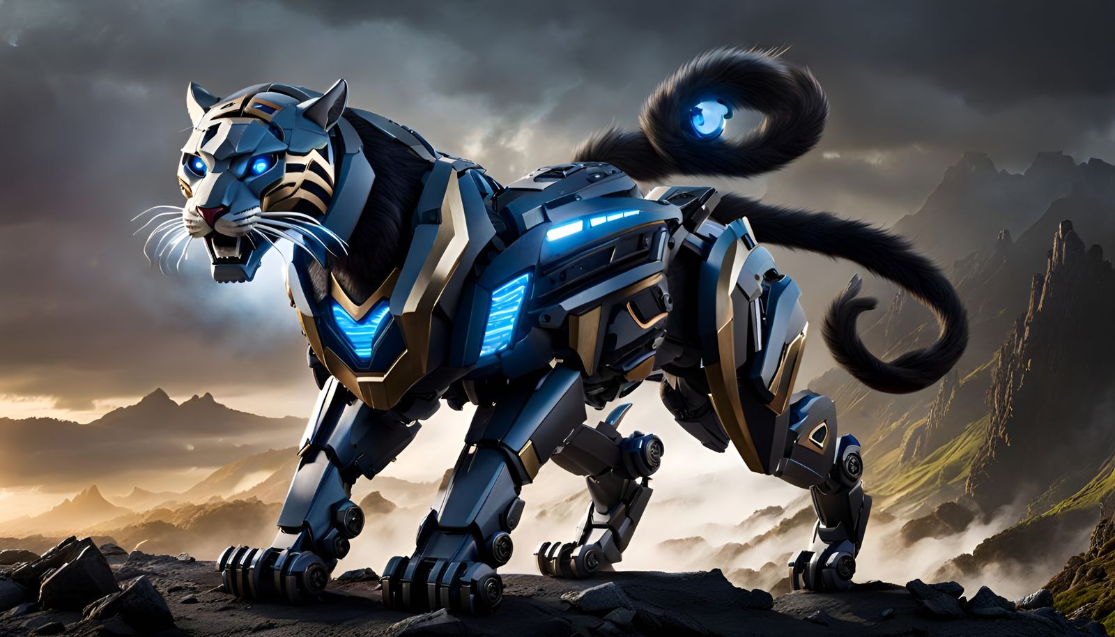 Cybernetic Displacer Beast Prowling Dark Metropolis