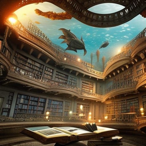 Epic Underwater Library: A Digital Matte Painting