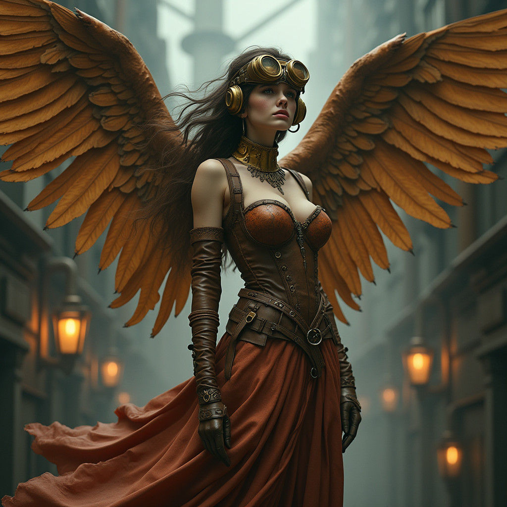 Steampunk Angel with Brass Goggles