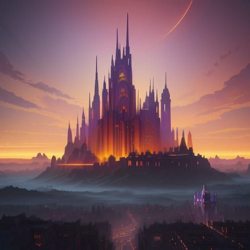 Earthen Metropolis in Fantastical Orange Light