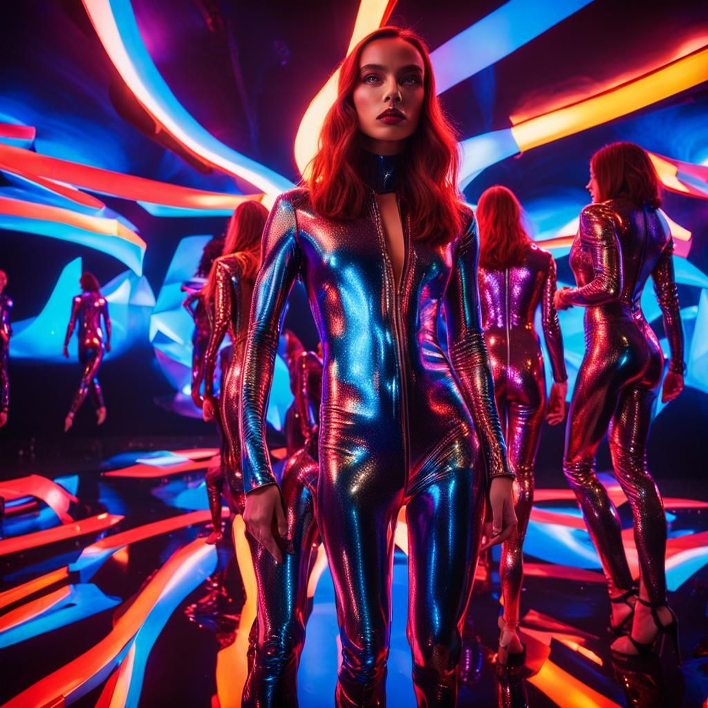 Electric Nightlife: Dancers in a Futuristic Club
