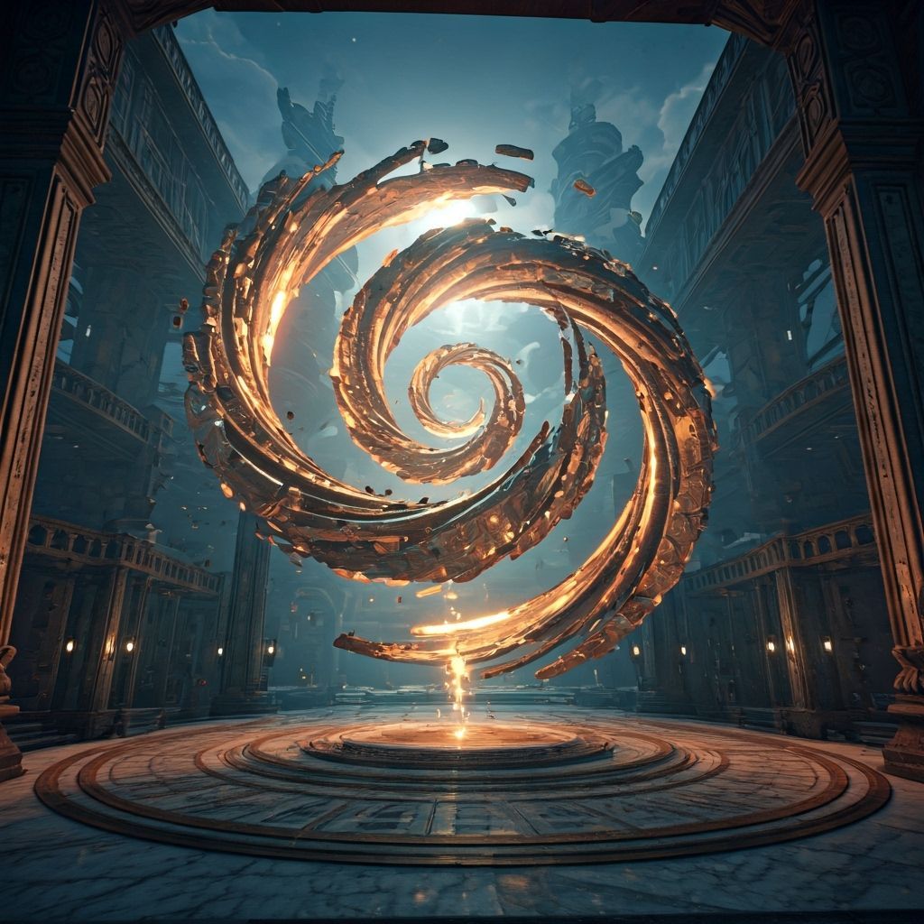 Surreal Art Installation with Shattered Glass and Molten Gol...