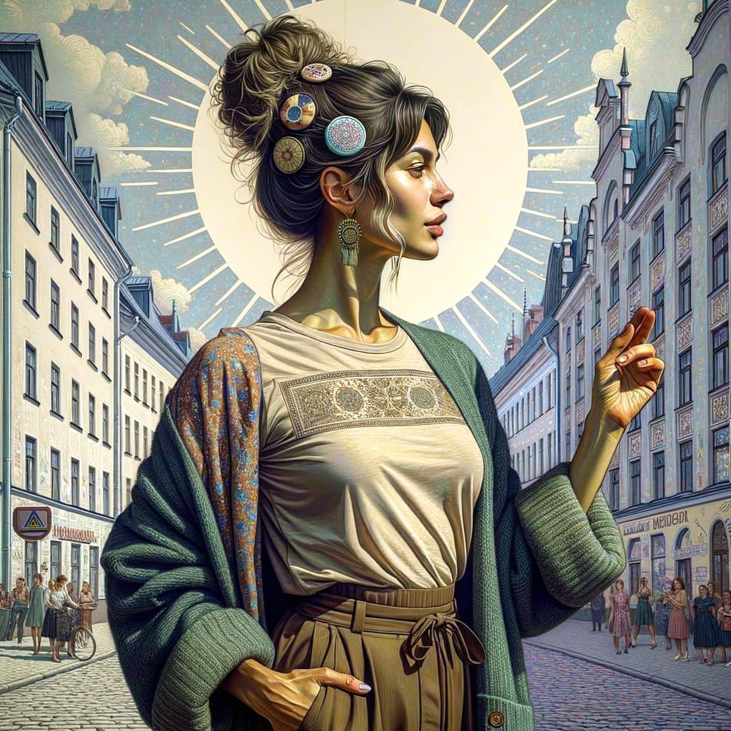 Middle Eastern Woman Holds Blurred Sign in Latvia with Uniqu...