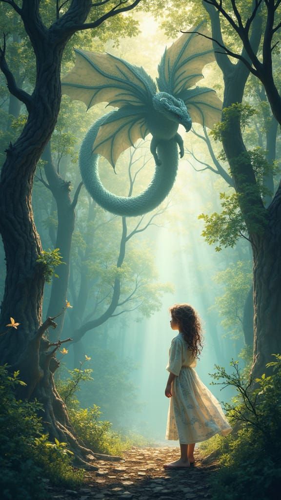 Mystical Forest Encounter in Ethereal Style