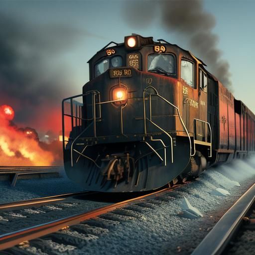 Runaway Train on a Railway Track