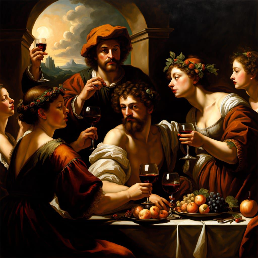 Dionysus in a Vibrant Renaissance Feast