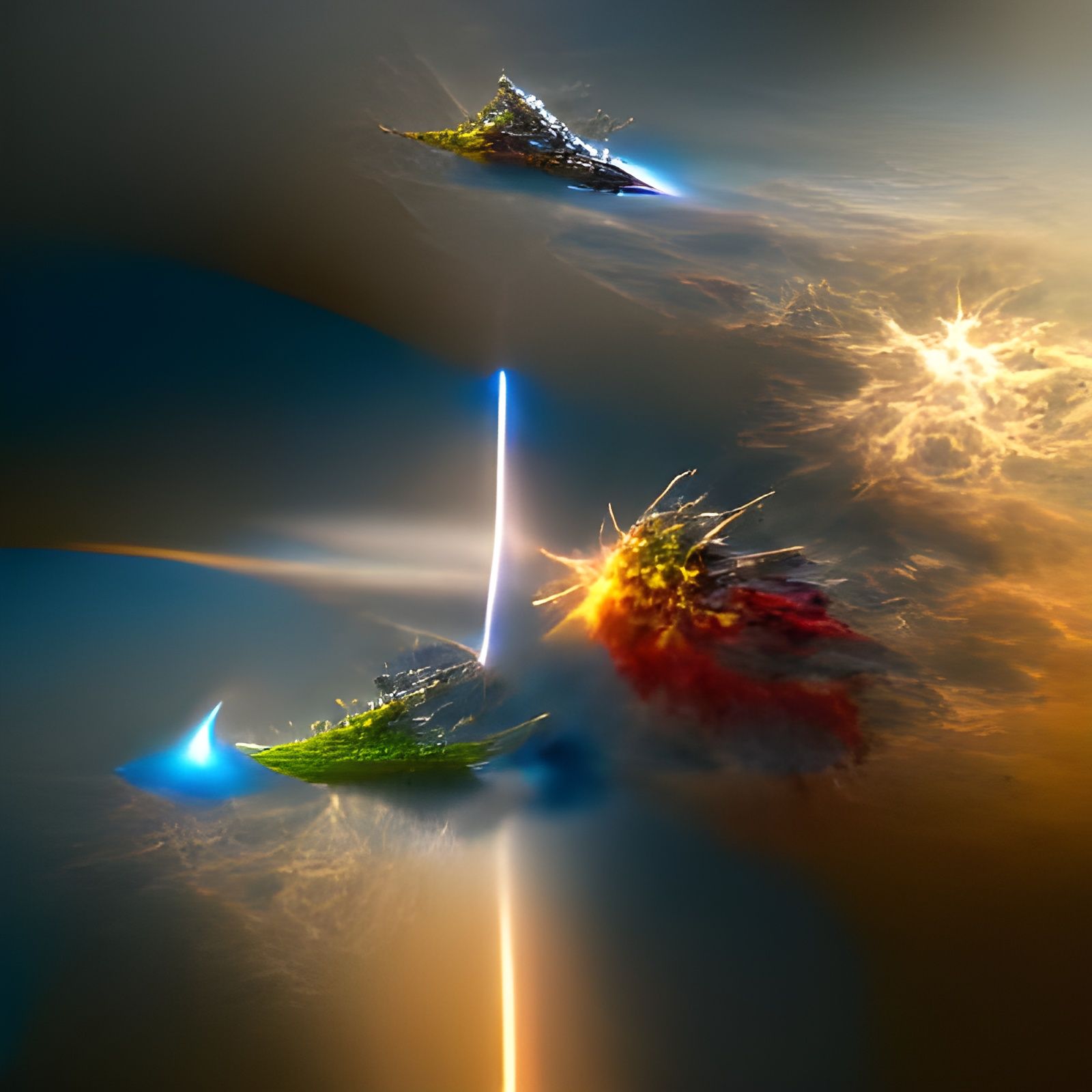 Spaceships Duel with Lasers in Hyperealistic Space