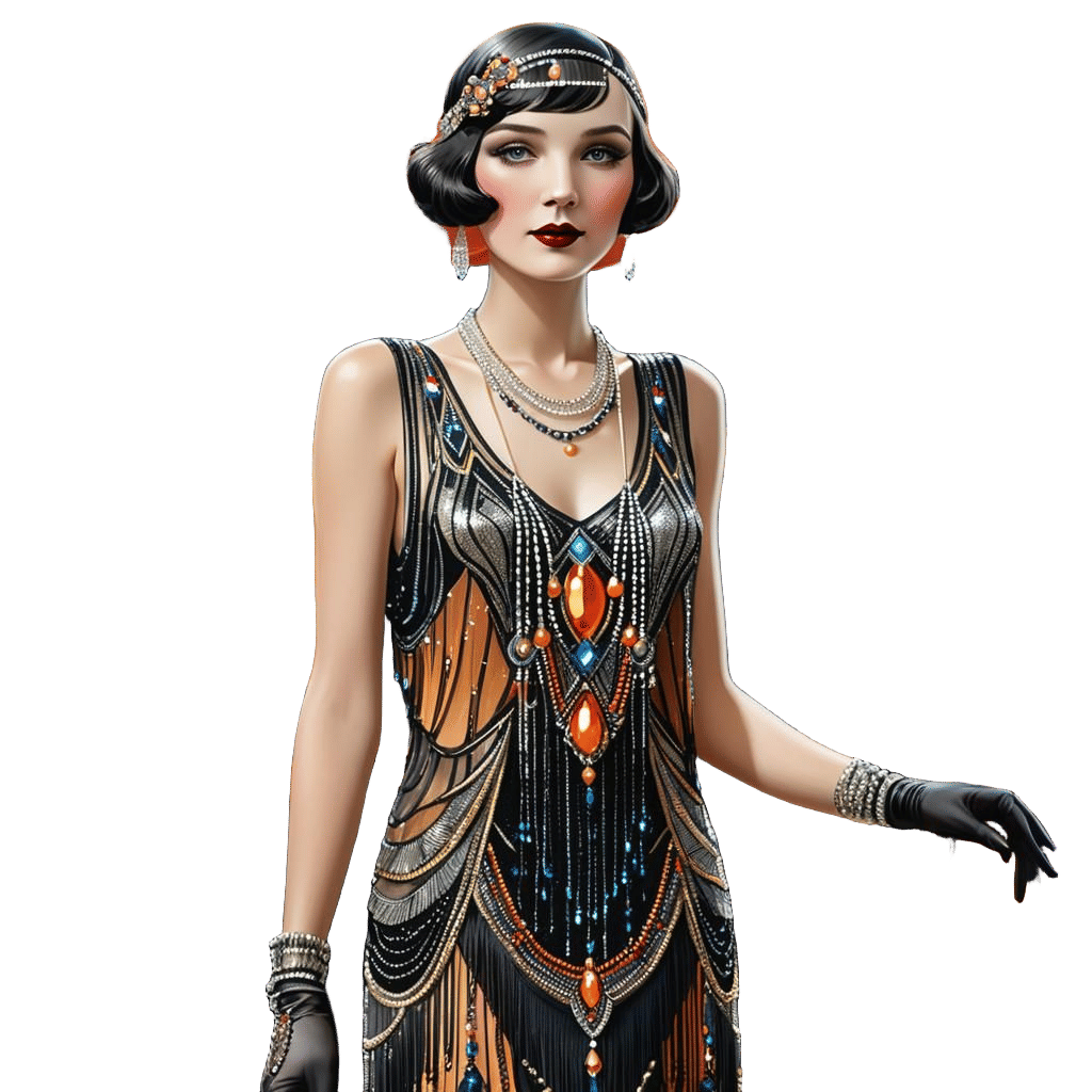 Flapper Dress at Halloween Party in Hyperrealism