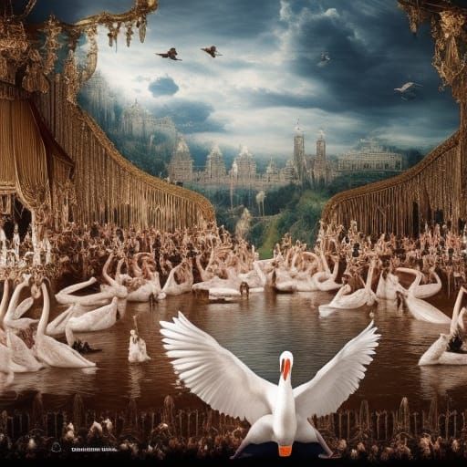 Dramatic Swan Lake Digital Matte Painting