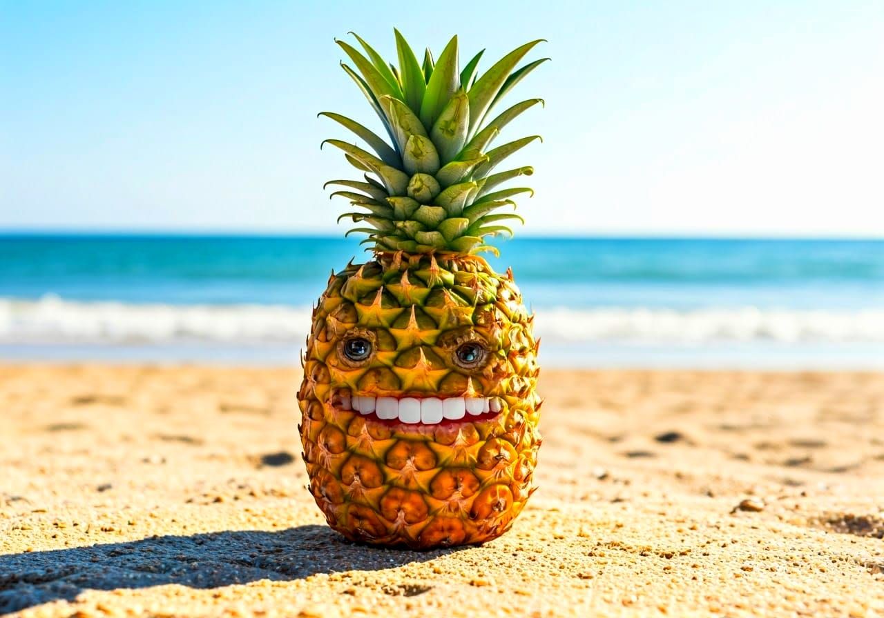 Vibrant Chibi Pineapple Surfer
