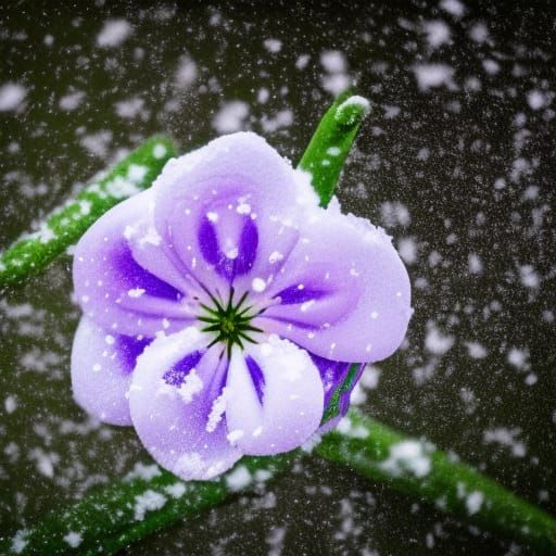 Purple Flower Bursts from Snowy Landscape
