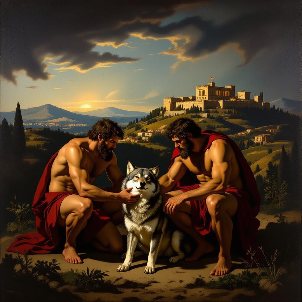Romulus and Remus Suckled by Wolf, Rome's Founders