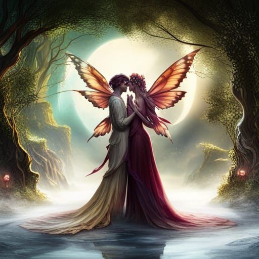 Fantasy Fairy Couple in Detailed Matte Painting