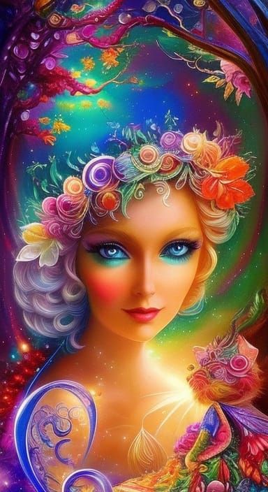 Adorable Gnome in Rainbow Forest: Splash Art Fantasy