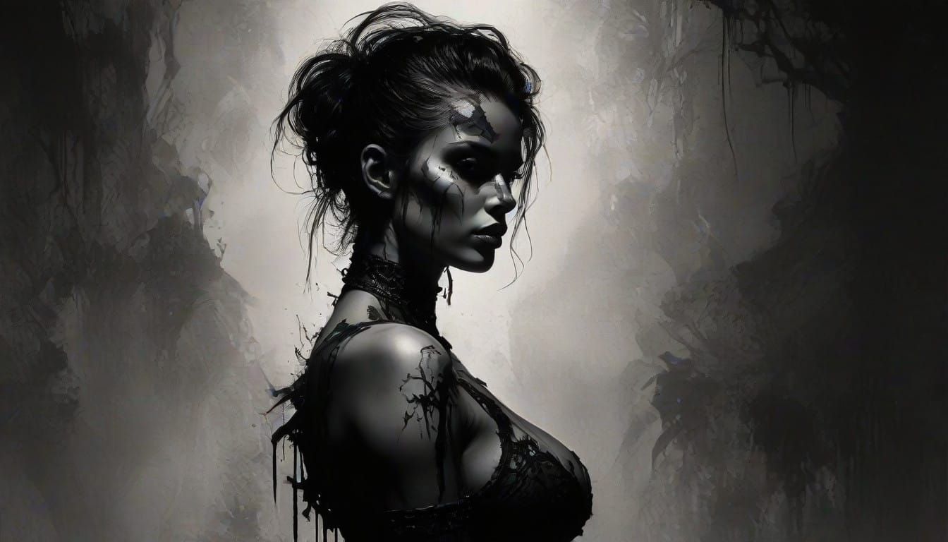 Mysterious Dark Lady in Midnight Manor