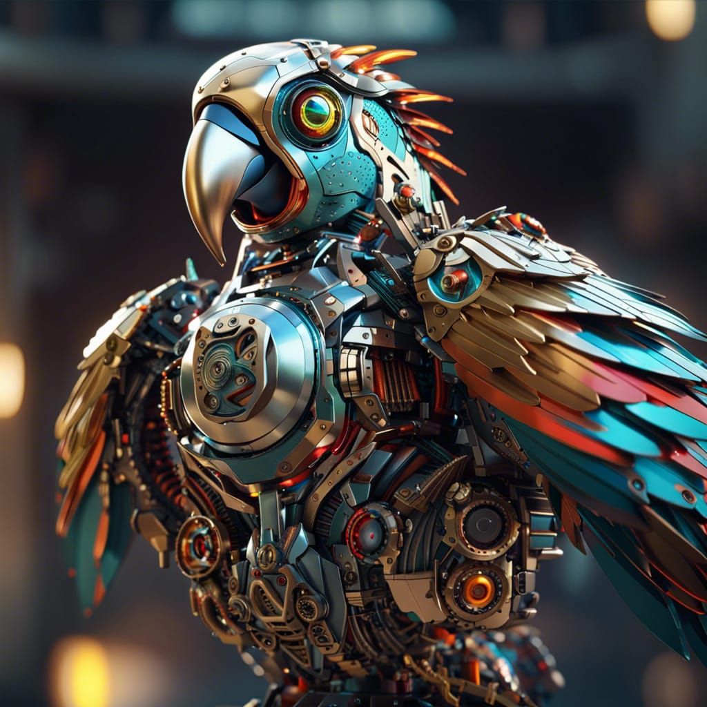 Futuristic Robot Pirate Parrot with LED Lights