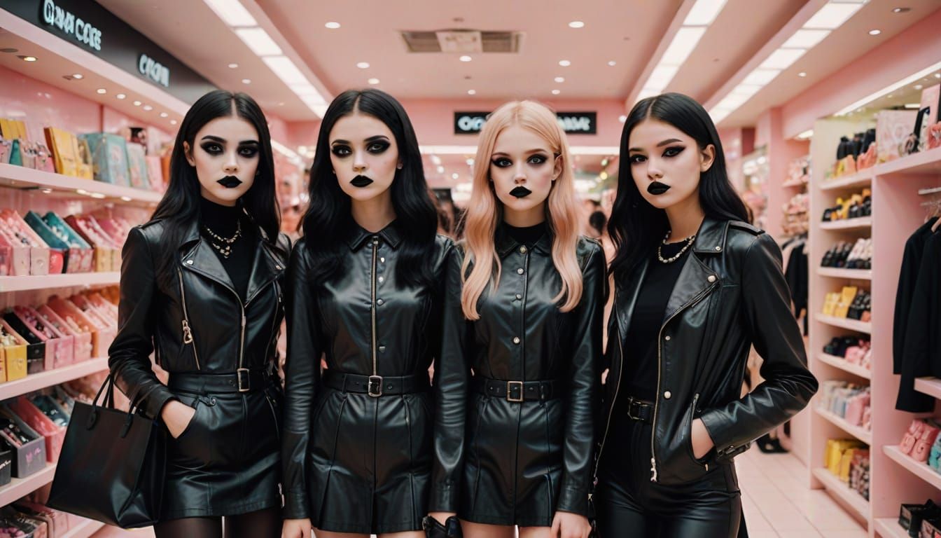 Goths Shopping in Pastel Preppy Store