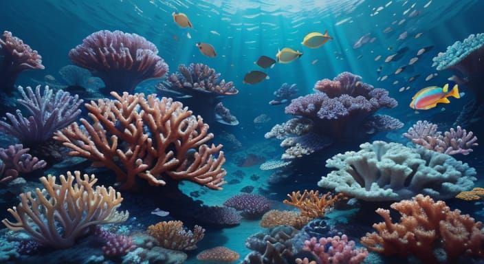 Vibrant Coral Reef Ecosystem in Digital Painting