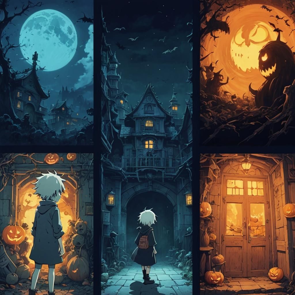 Eerie Halloween Setting in Studio Ghibli Style