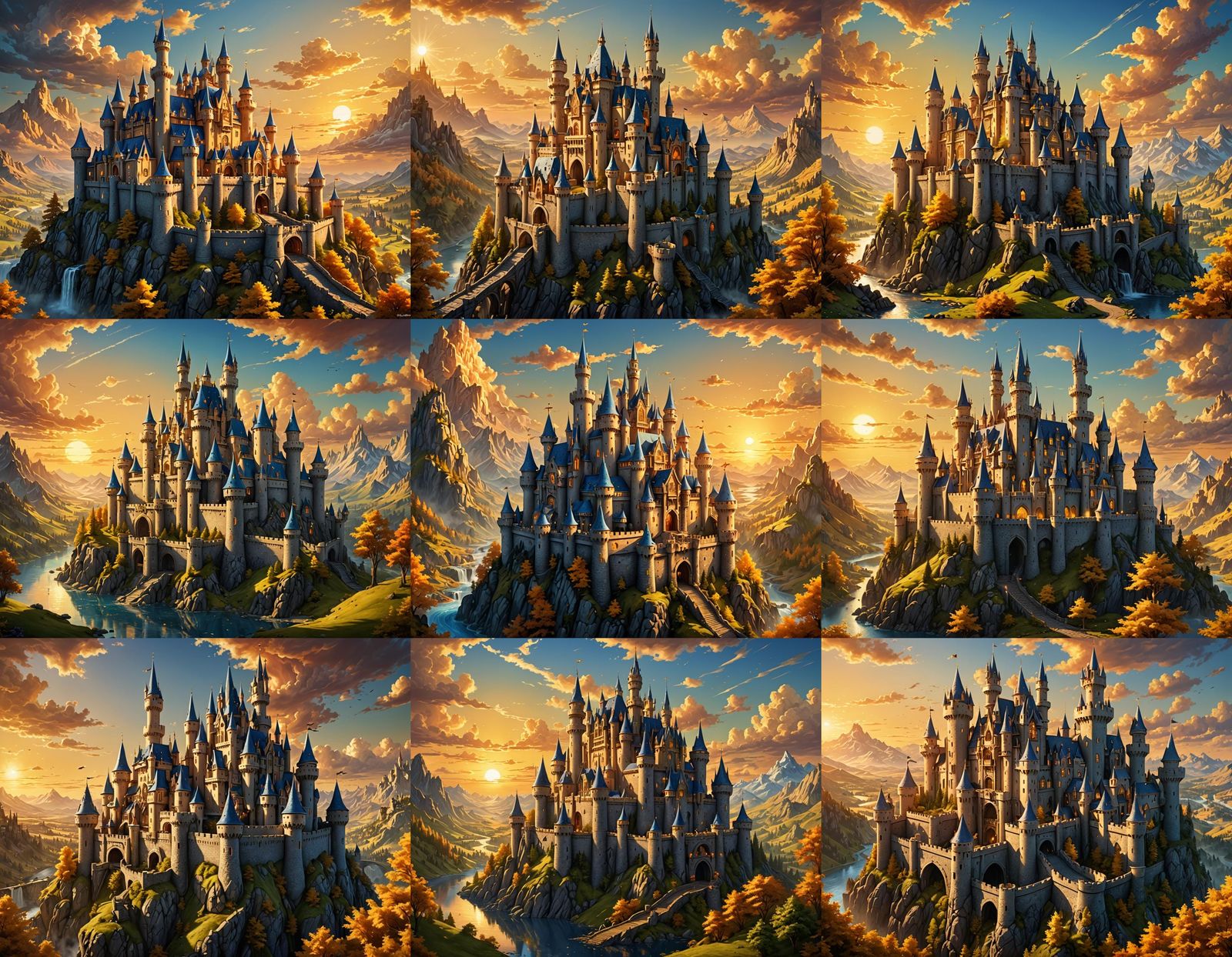 Fantasy Castle in Golden Hour: 3D Airbrush Art