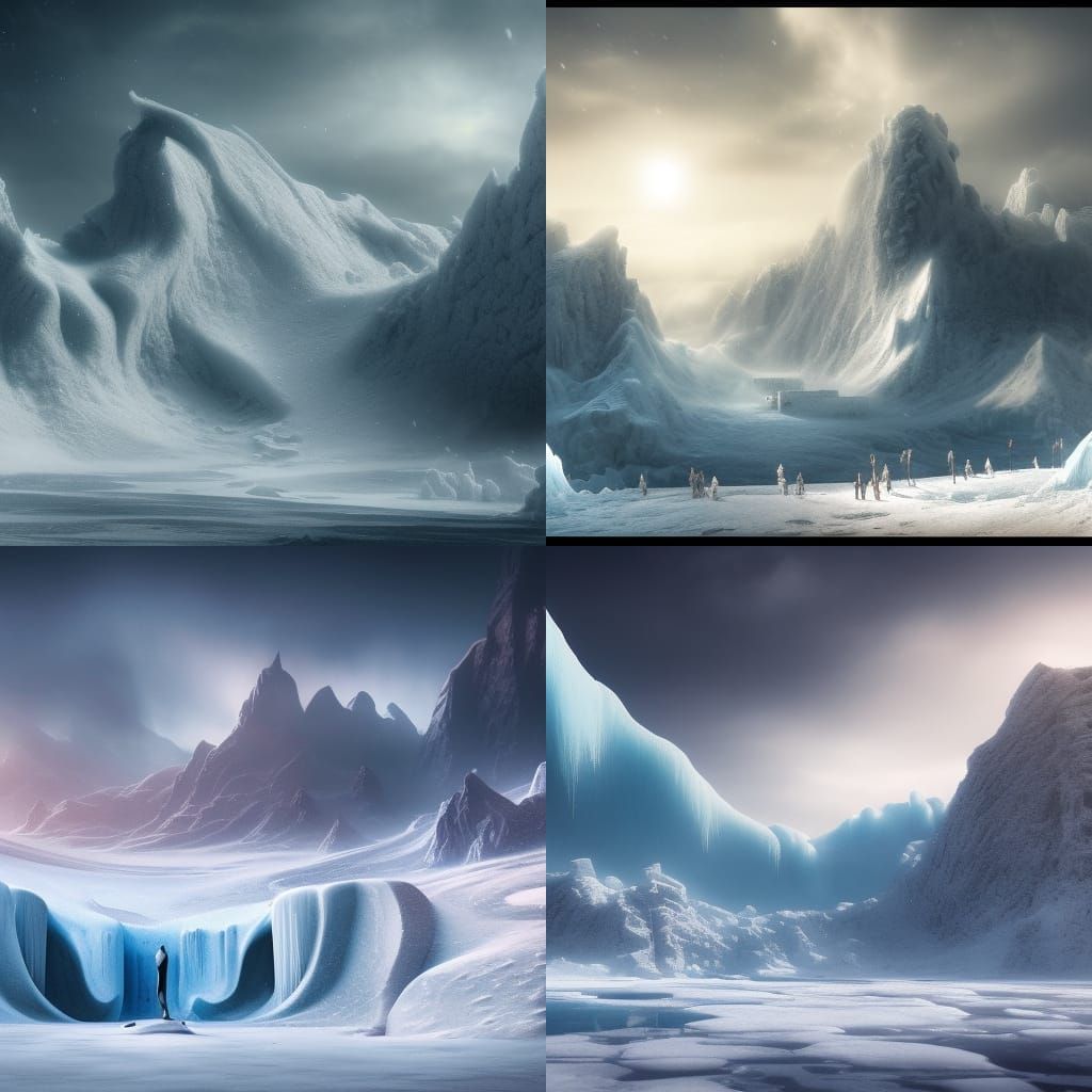 Snowy City Built into Ice Cliff Face