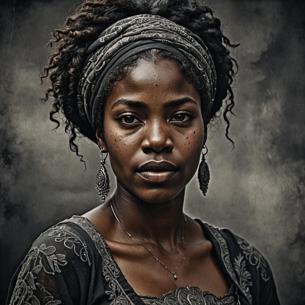 Expressive Black Woman's Loving Portrait in HDR