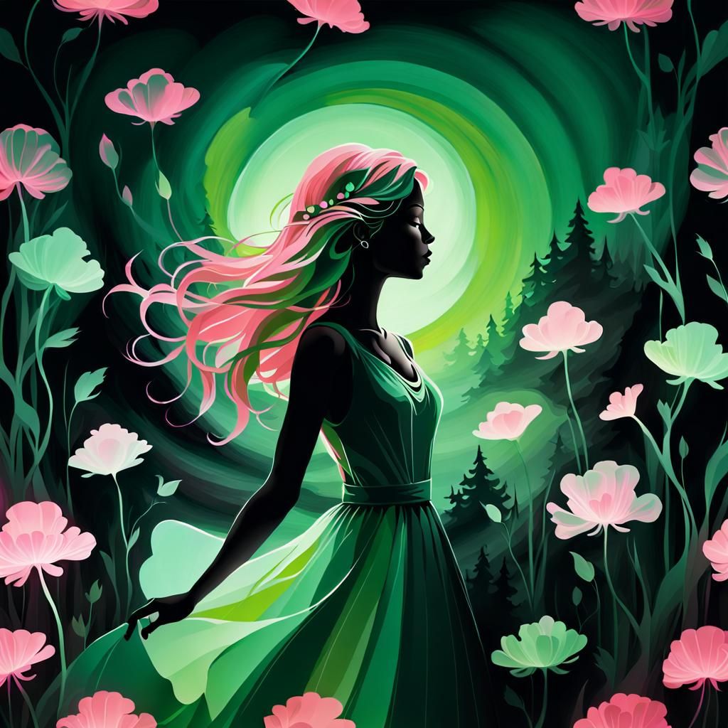 Dreamlike Silhouette Art in Impressionist Style