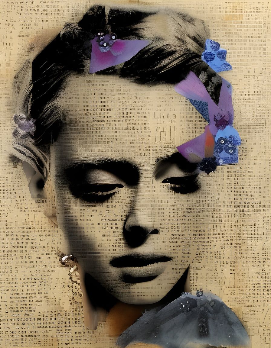 Fabric Collage Portrait in Mixed Media