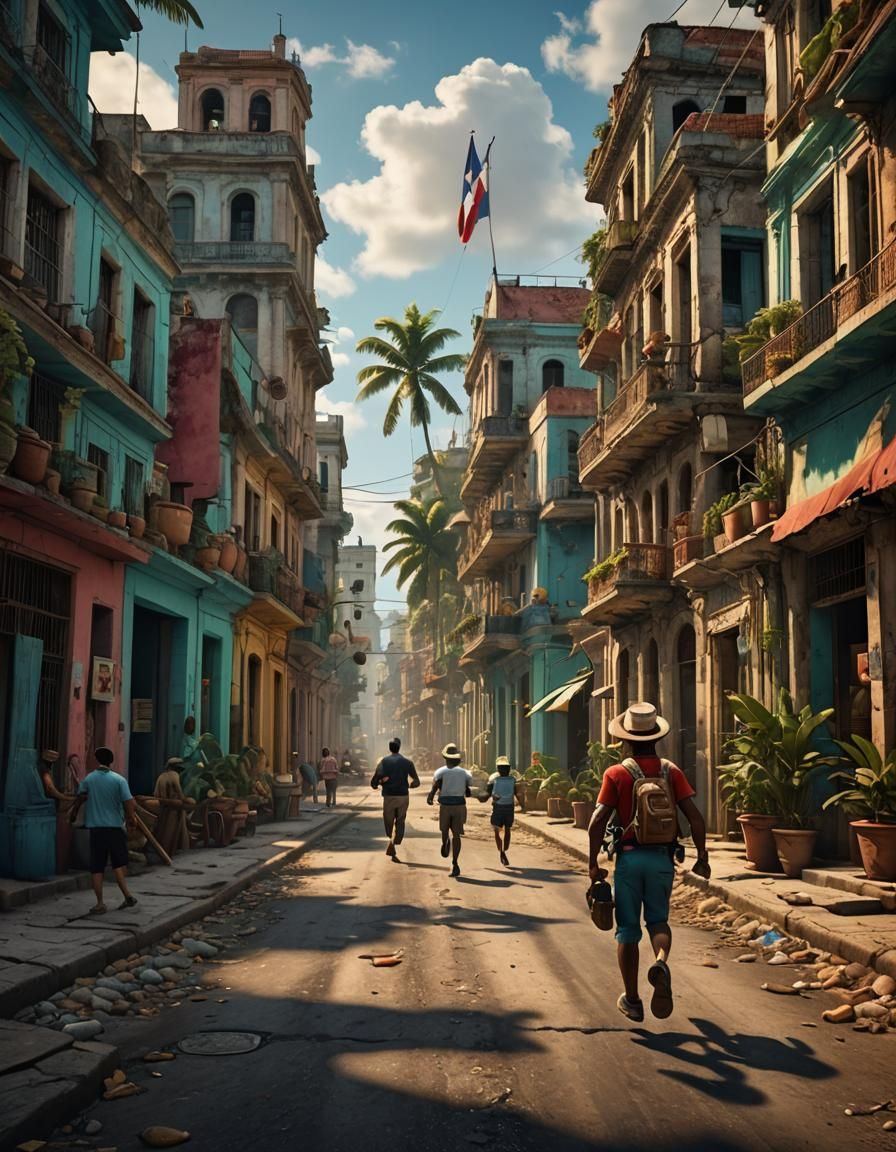 Colorful Caricature of Cuban Scene in Unreal Engine 5