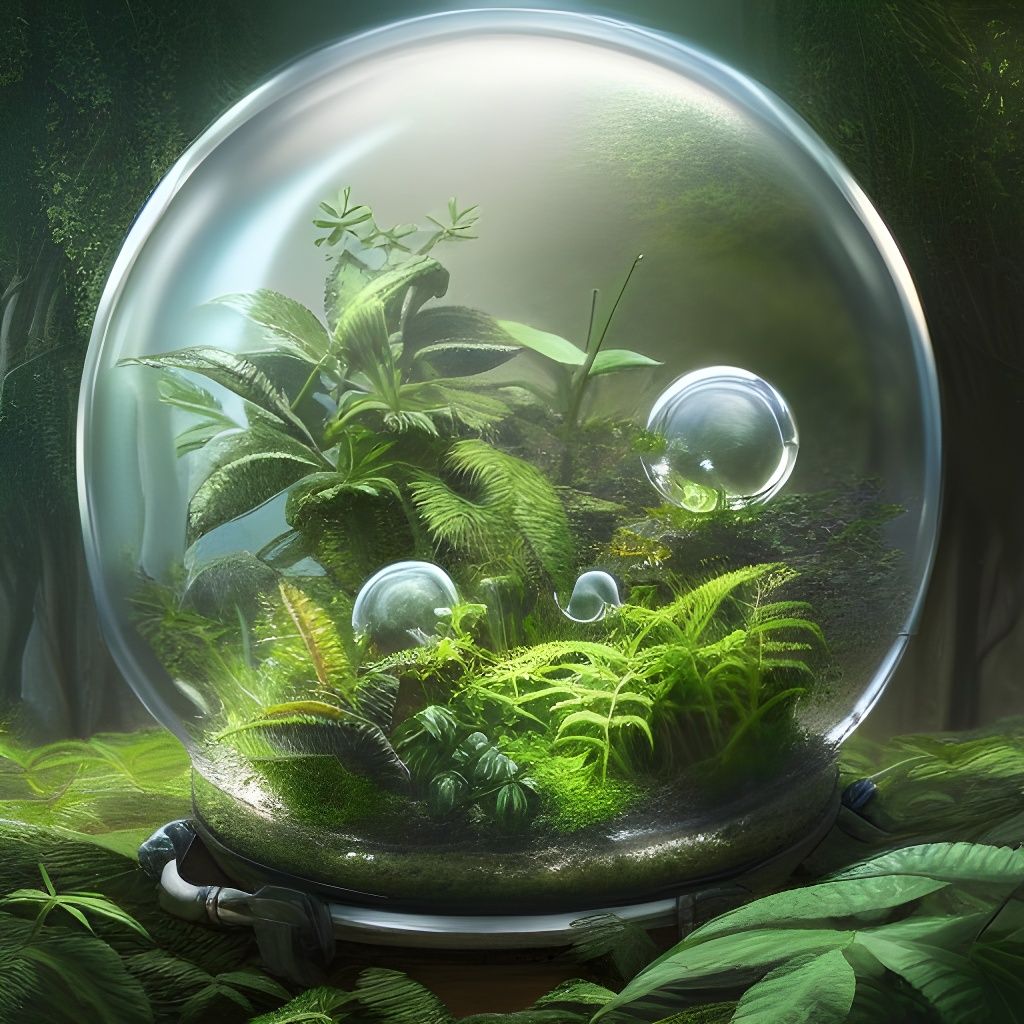 Exotic Alien Plants in Glass Dome Terrarium