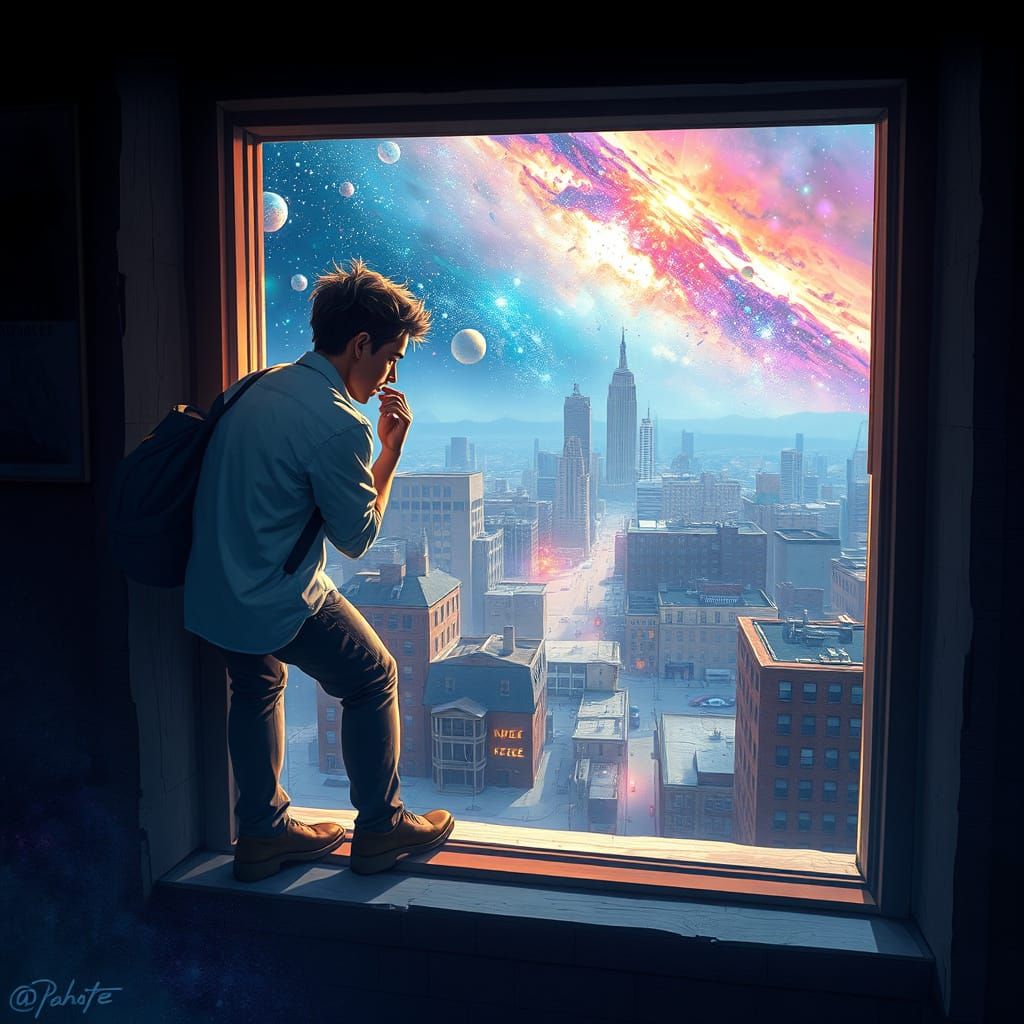 Astral Cosmic Figure Contemplates Existence in Holographic A...