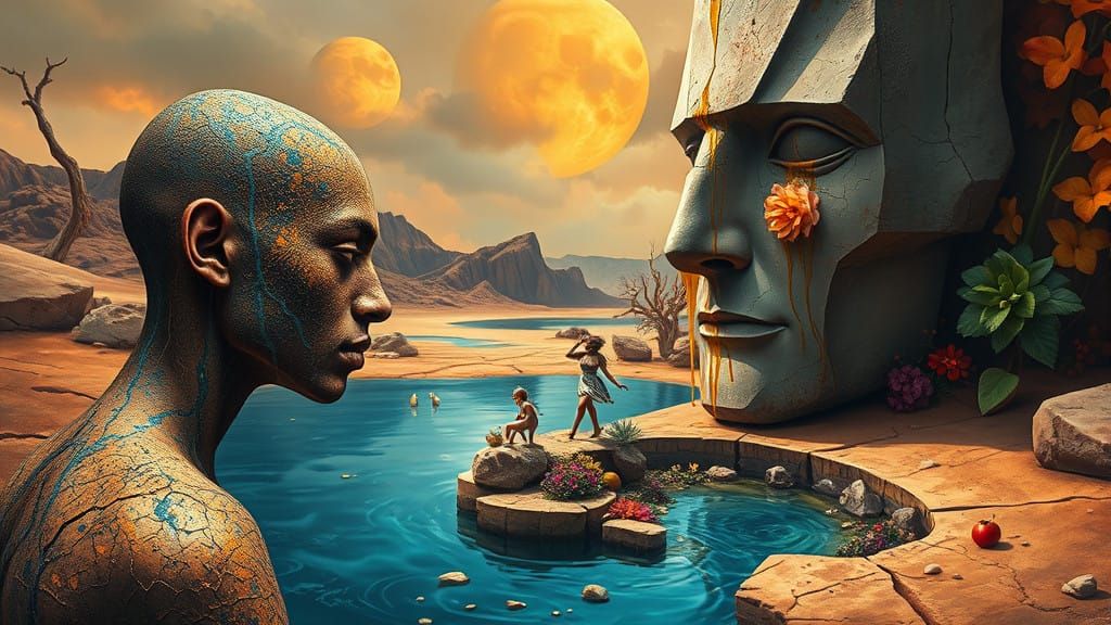 Surreal Dreamscape Unveiled in Dalí-Inspired Digital Art