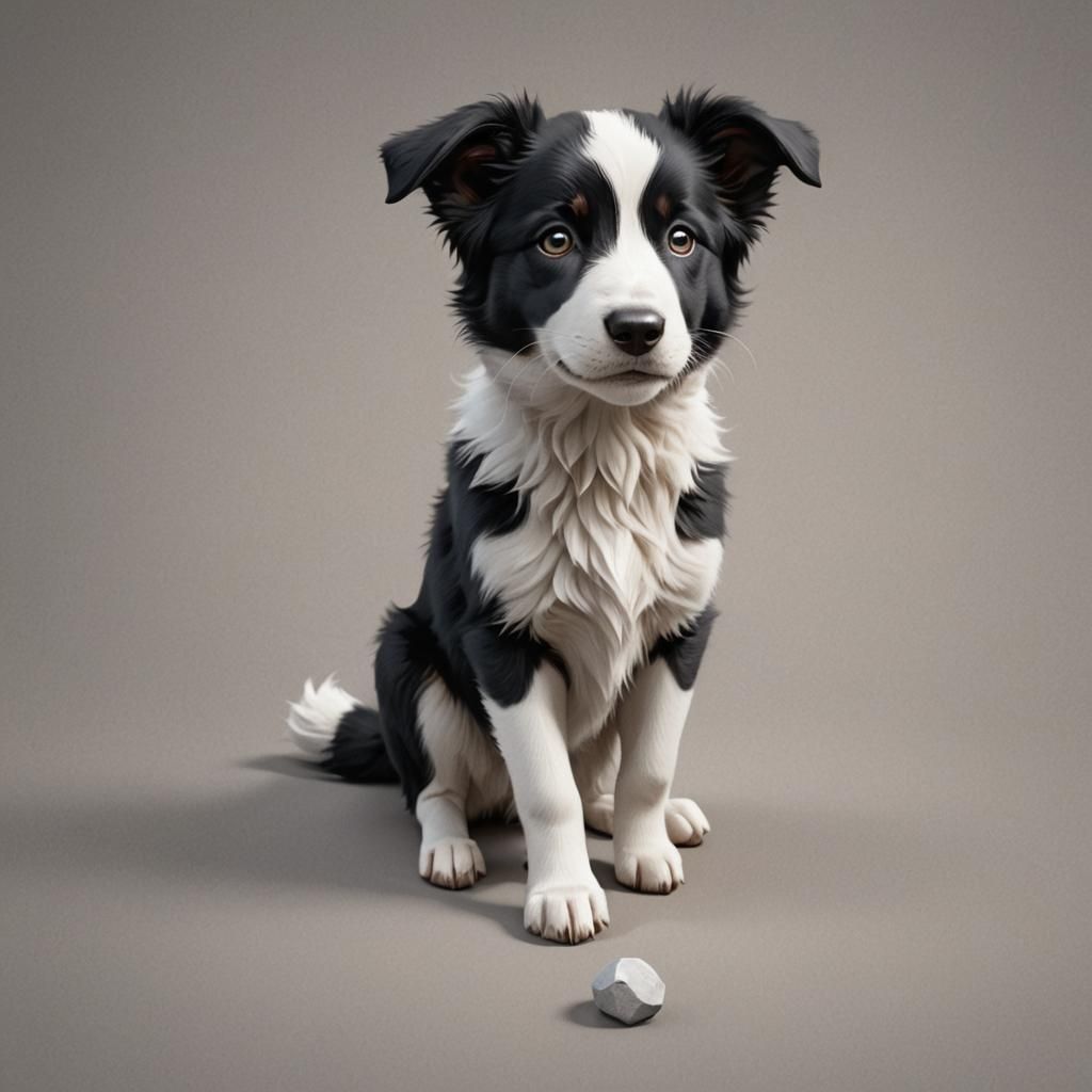 Adorable Border Collie Puppy in 3D Anime Style