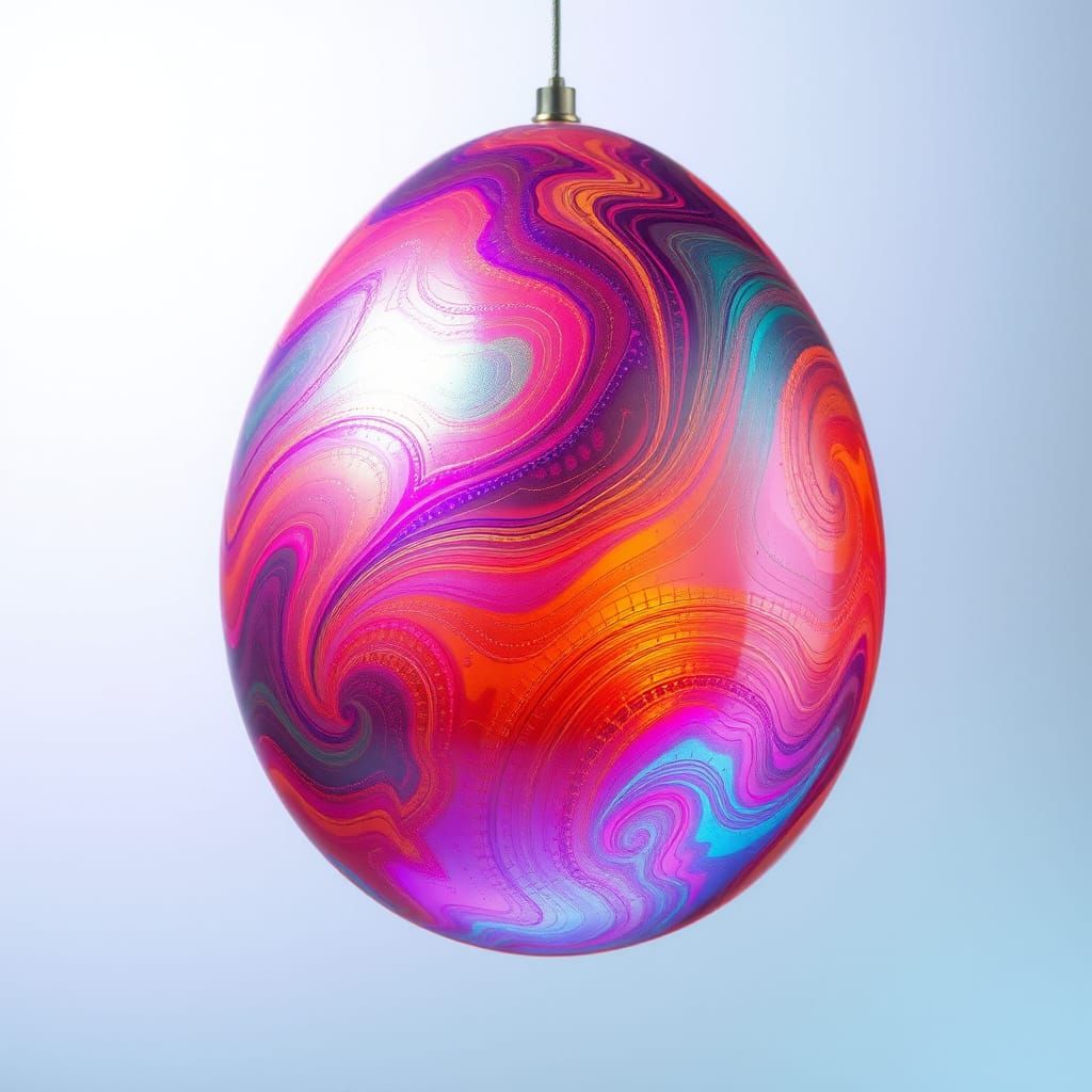 Ethereal Iridescent Egg Radiates Inner Light in Surrealist S...