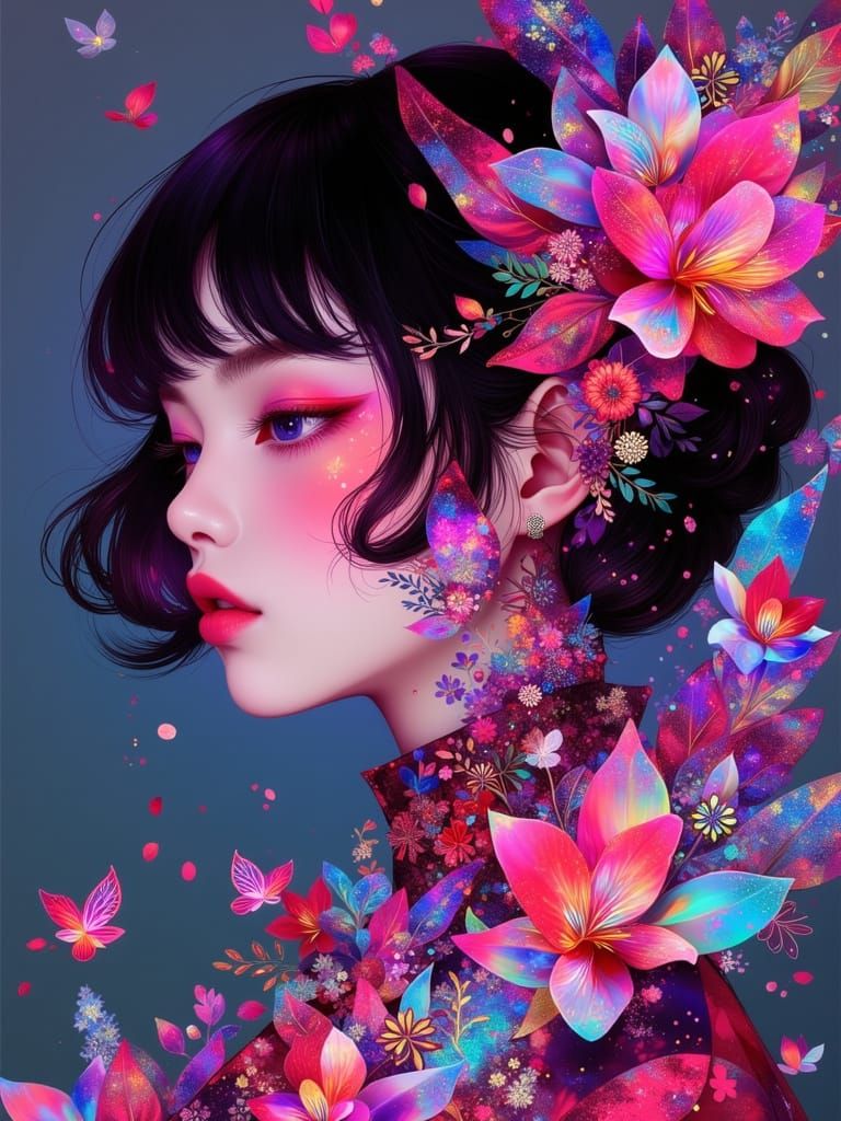 Ethereal Anime Portrait of a Japanese Girl in Surreal Dystop...