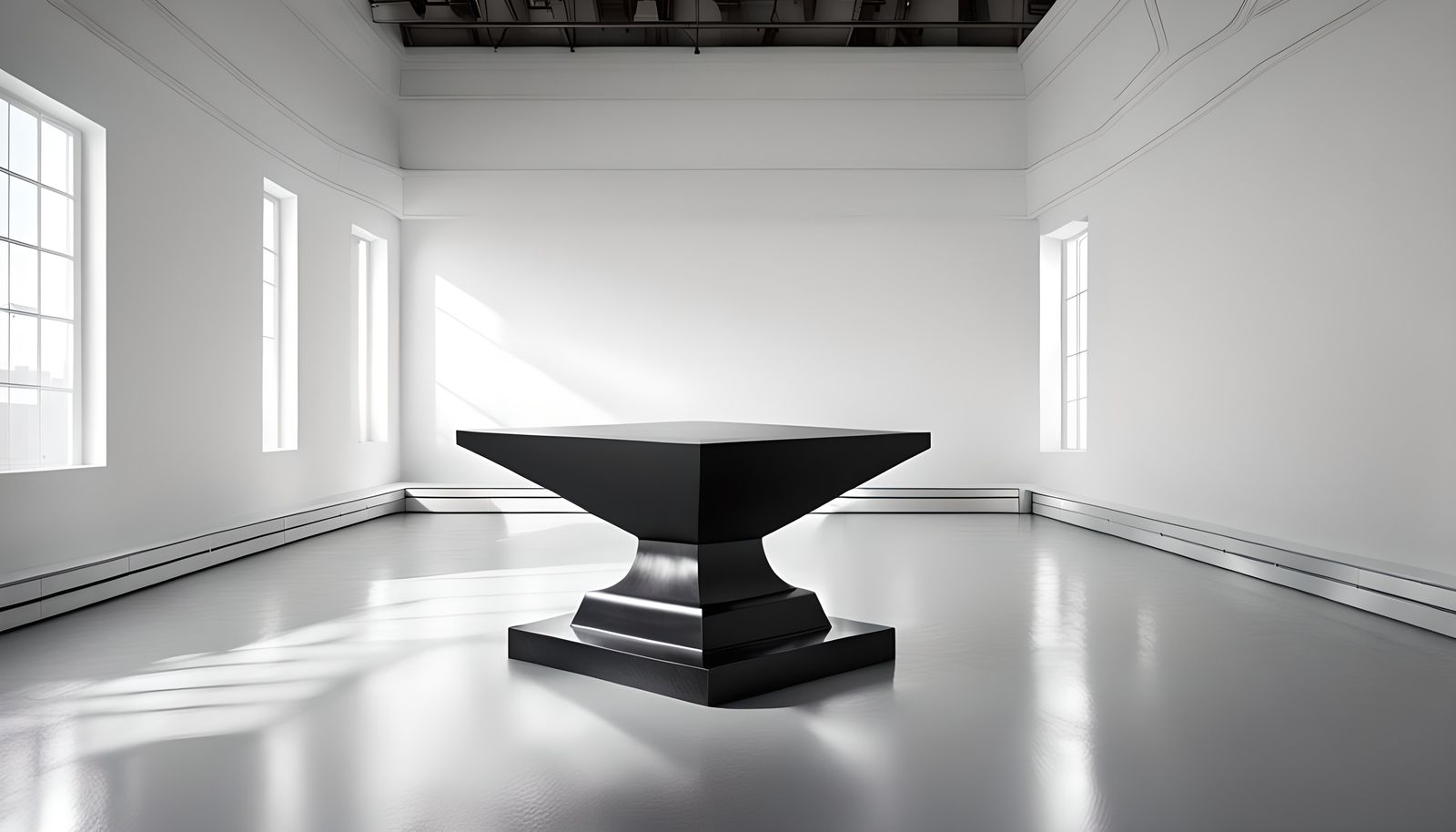 Black Anvil in Empty White Room