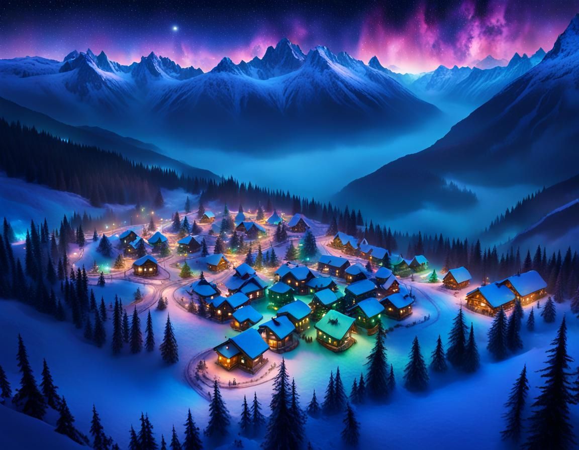Galactic Fantasy Art: Santa's Village in Twilight