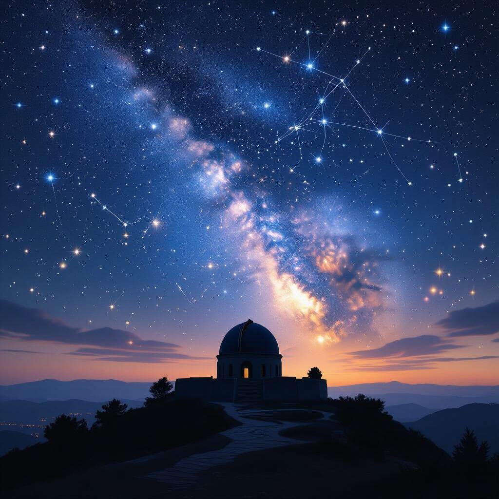 Mystical Celestial Map Over Ancient Observatory in Hyperreal...