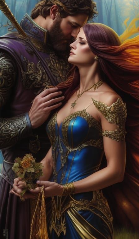 Fae Royal Couple Portrait in Floral Fantasy Style