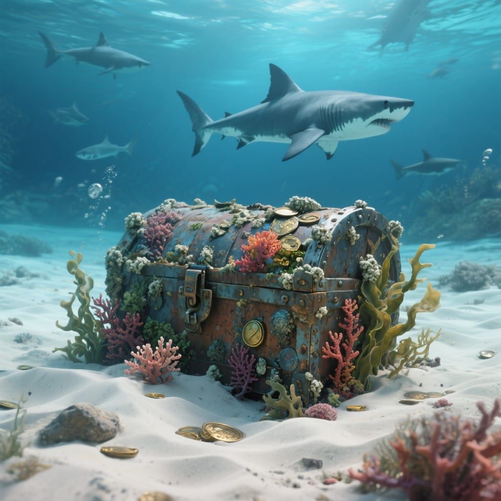 Barnacle-Encrusted Treasure Chest in Ocean Oasis